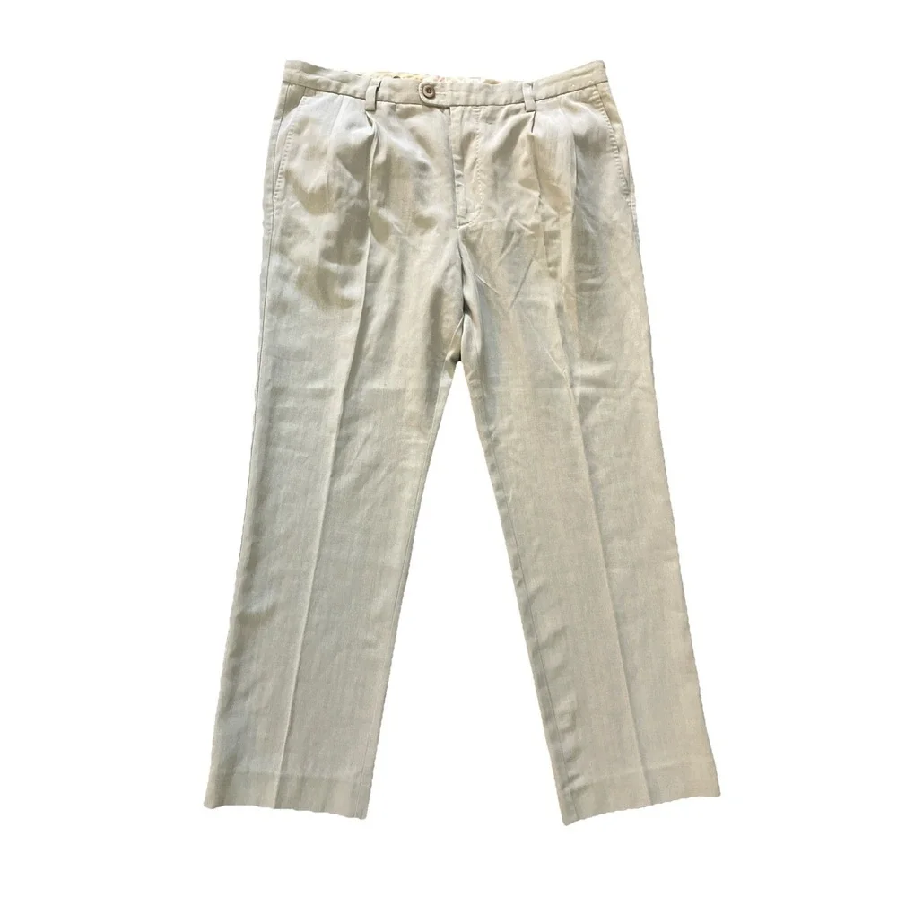 Tommy Bahama Golf Pants Havana Herringbone 36 X 30 Tan Beige Silk